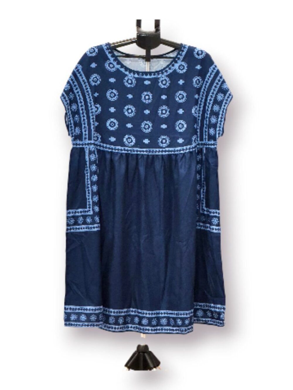 SHEIN Curve Boho Tile Geometric Medallion Print Shift Dress Navy Blue NWOT 2XL